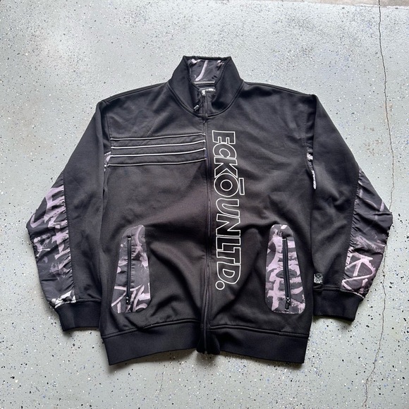 Other - Ecko UNLTD Jacket Mens Size XL Black Camo Zip Up Y2K Skater Grunge Vintage